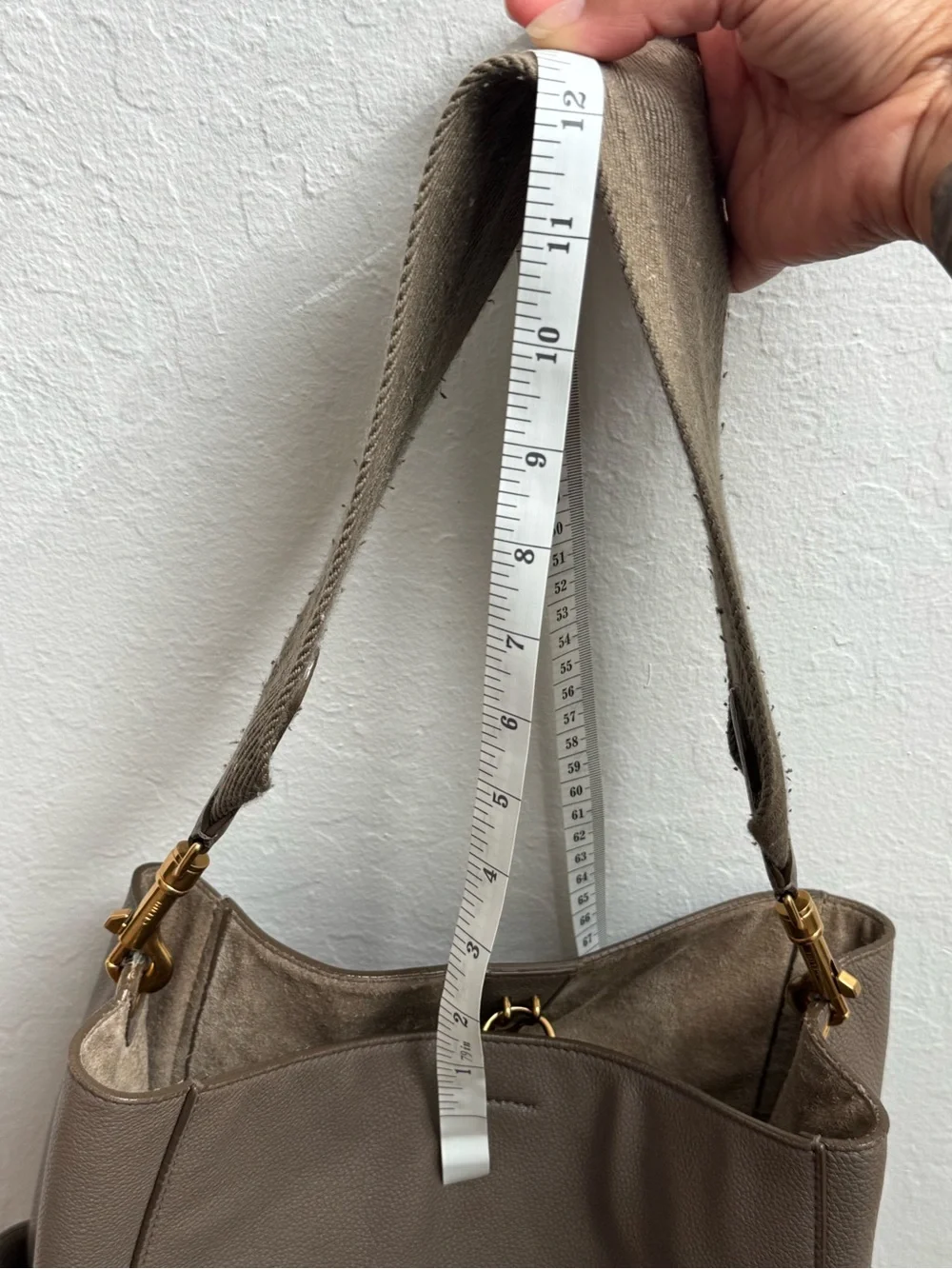 Authentic Celine Medium Sangle Bucket Bag in Grained Calfskin (Taupe)